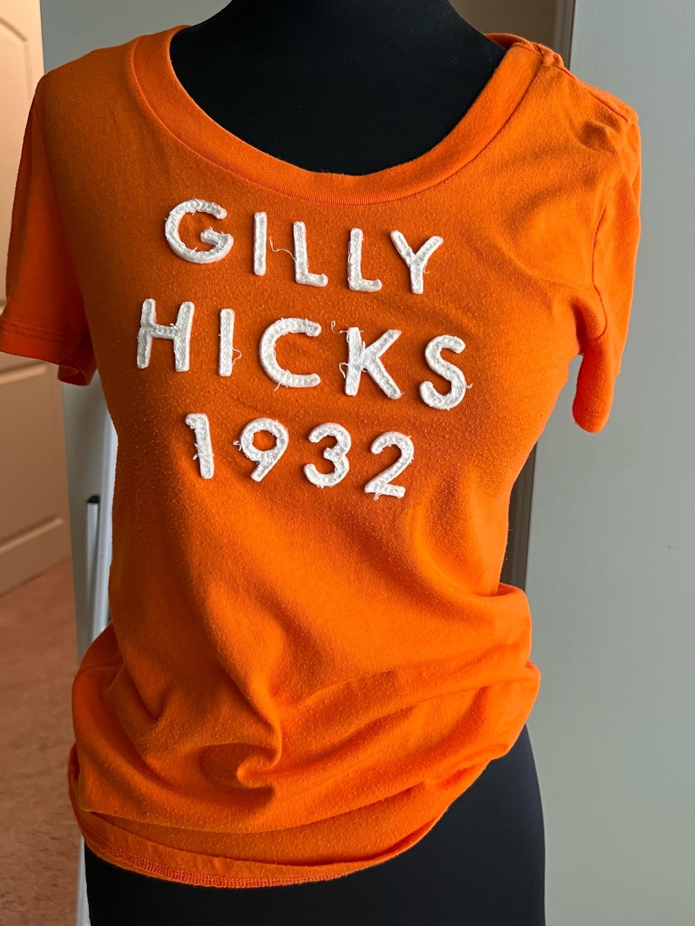 Gilly Hicks Bright Orange Puff-Letter Short Sleeve Tee